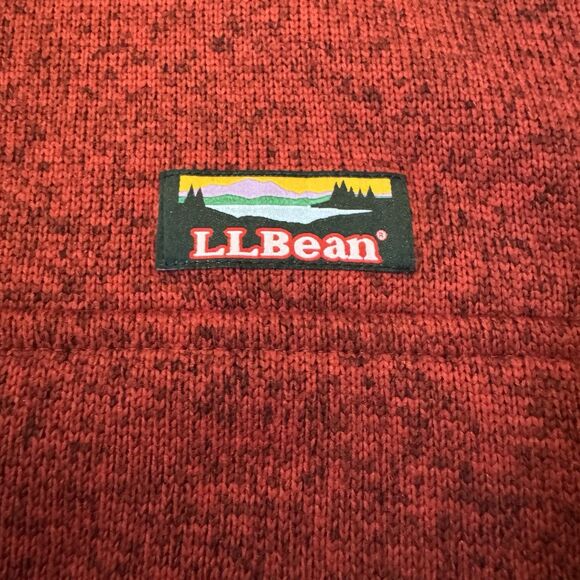 L.L. Bean Sweater Mens Medium Red Slightly Fitted 1/4 Snap Mock Fleece Pullover - Picture 9 of 10